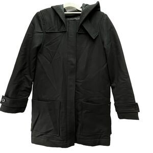 Lacoste Car Coat Womens 8 Black Trench Coat Hooded Wool Blend Vintage EU 38